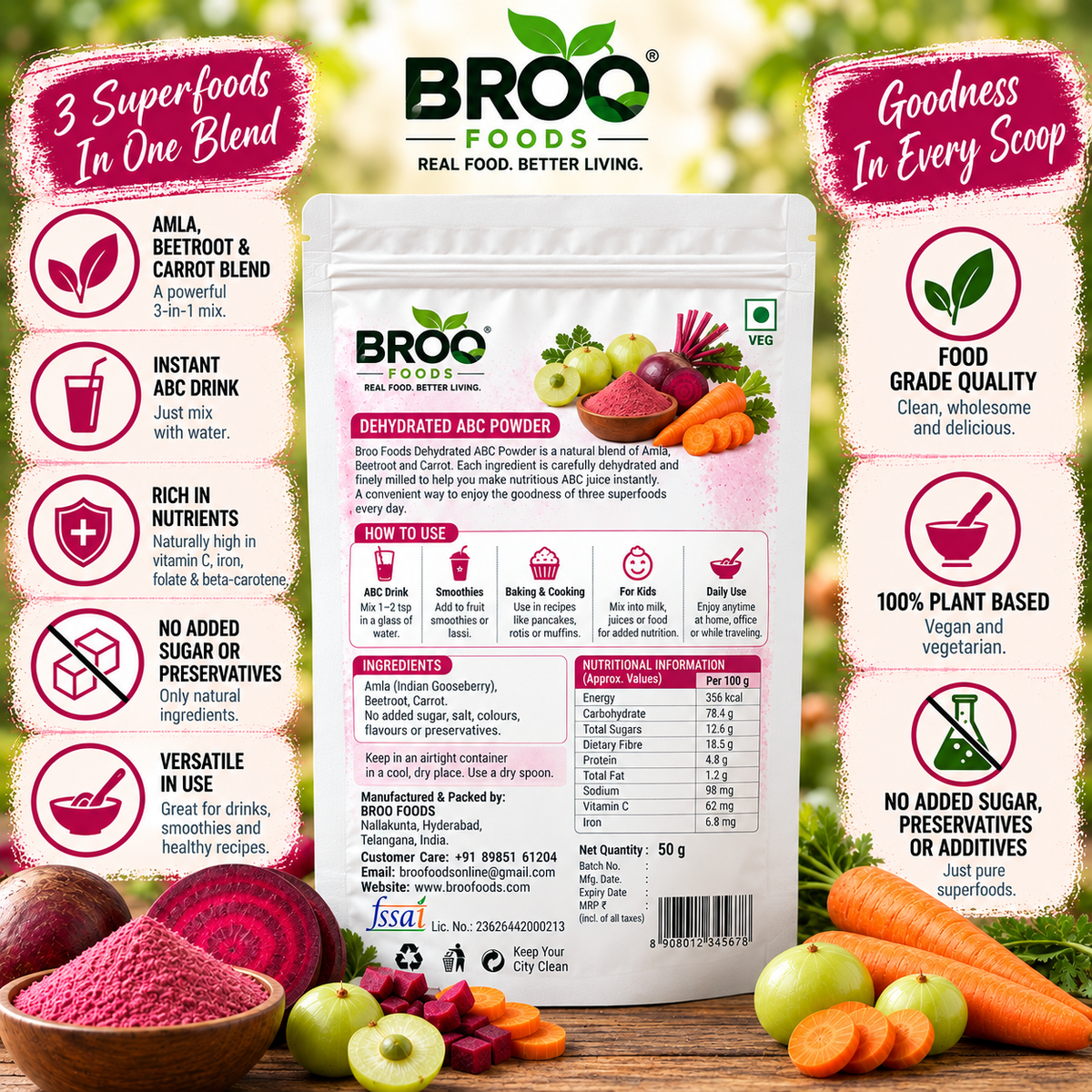 ABC Powder – Amla, Beetroot & Carrot Health Drink Mix