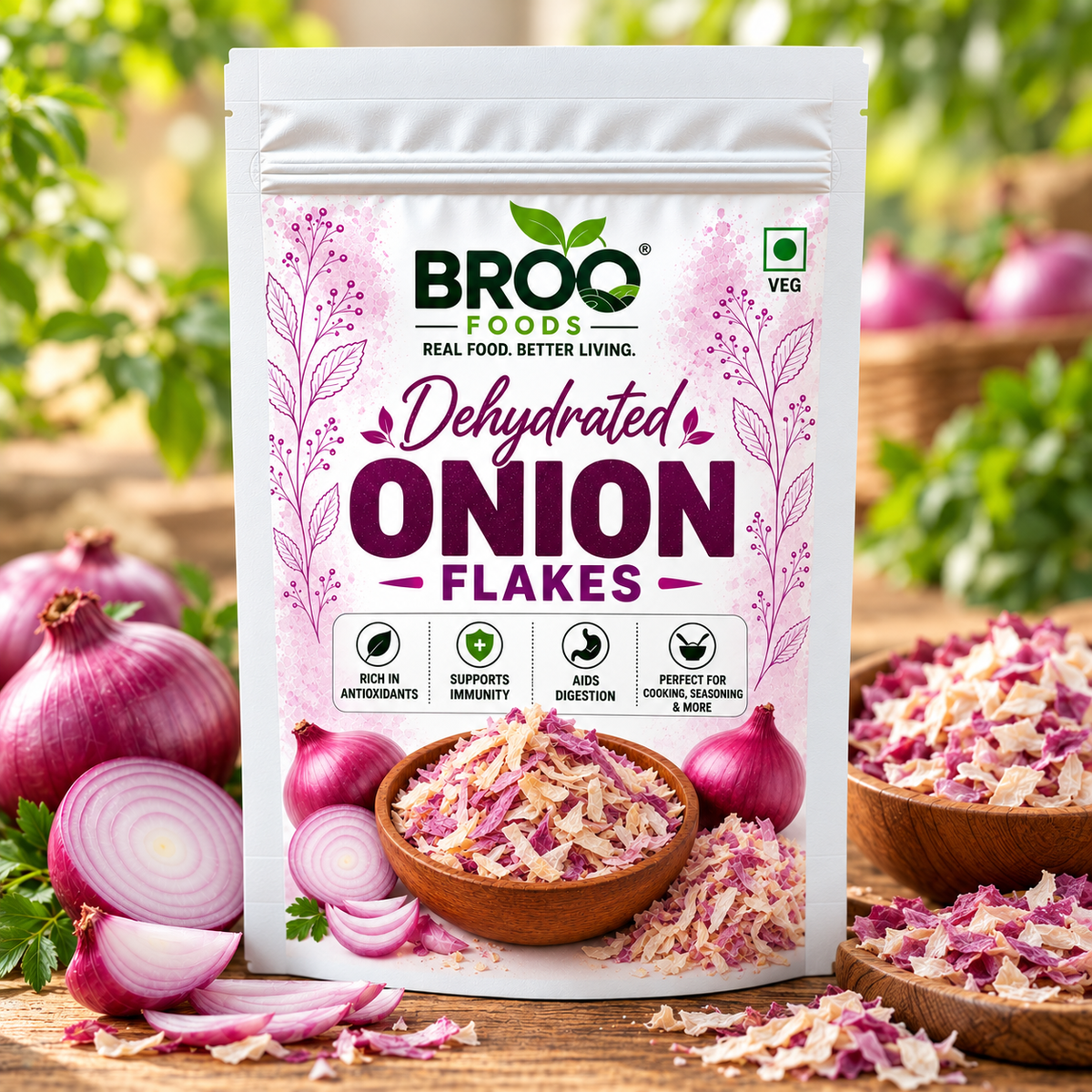 Dehydrated Pink Onion Flakes