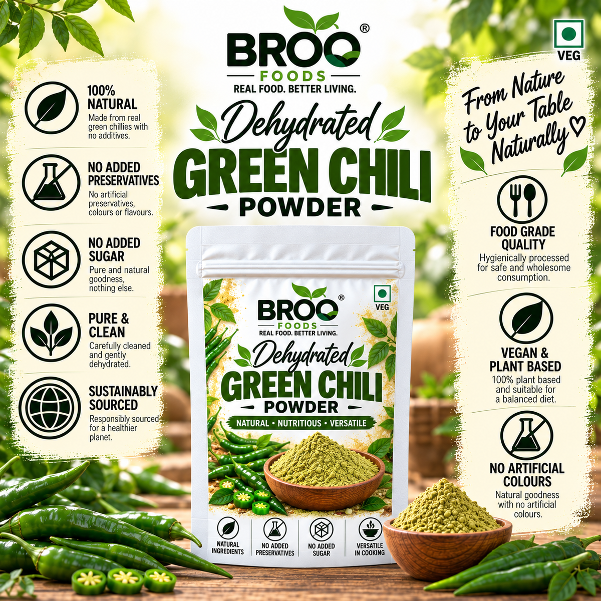 Dehydrated Green Chilli Powder (Pachi Mirchi)