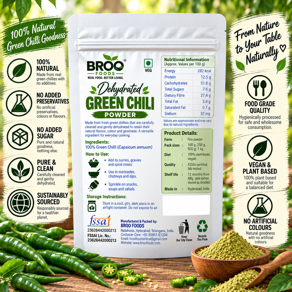 Dehydrated Green Chilli Powder (Pachi Mirchi)