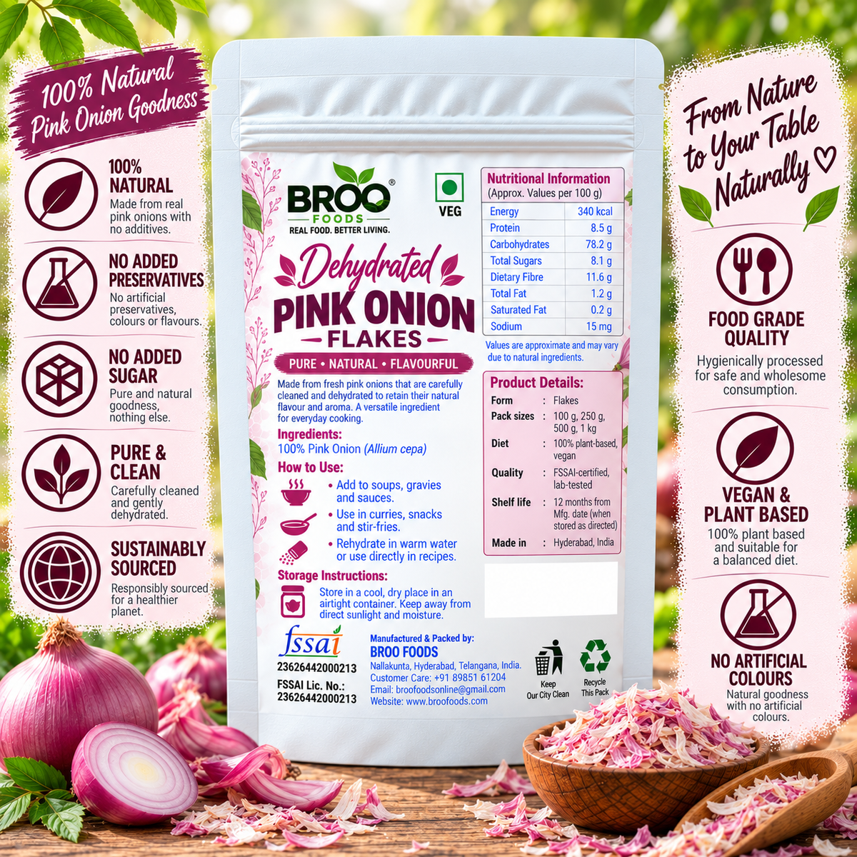 Dehydrated Pink Onion Flakes