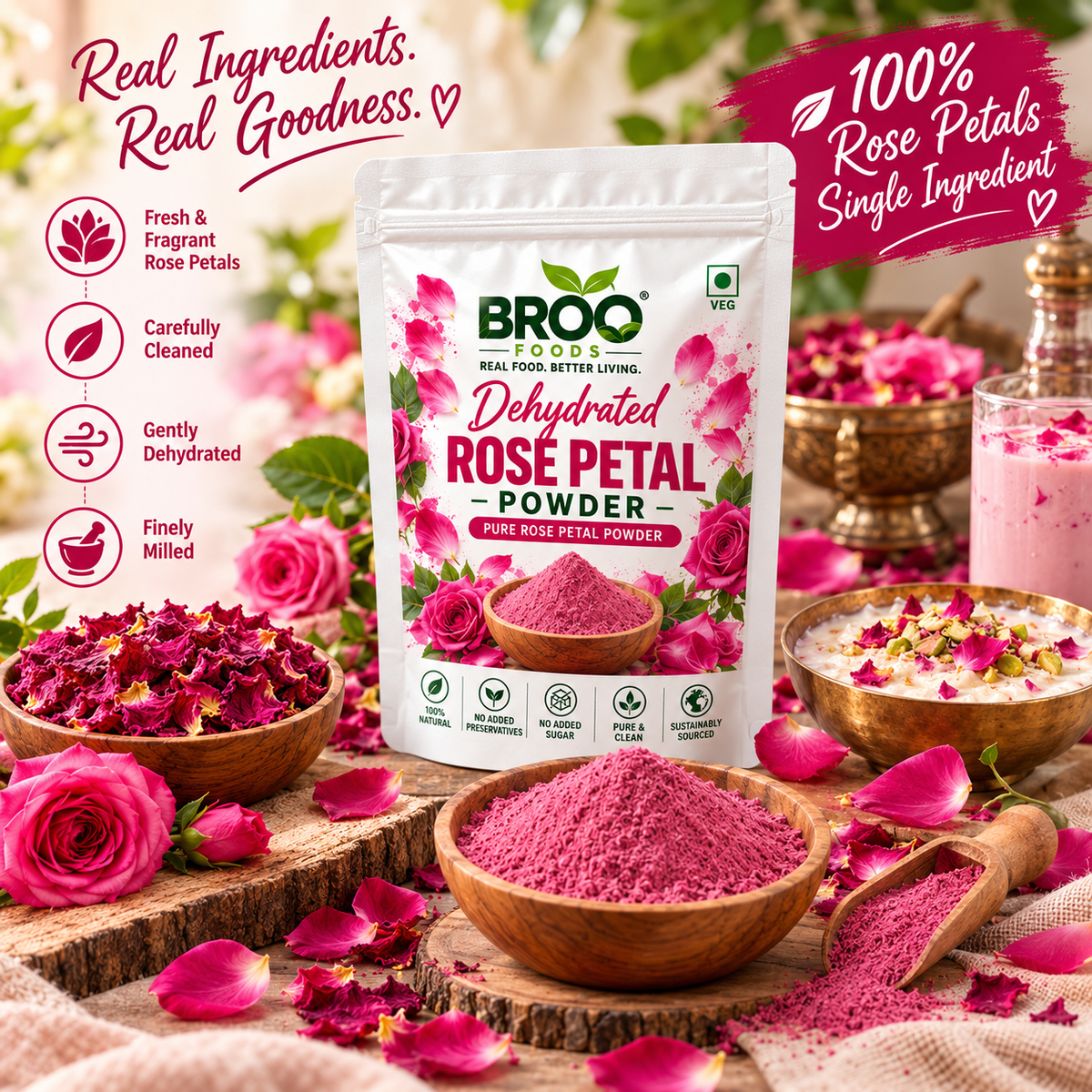 Dehydrated Rose Petal Powder