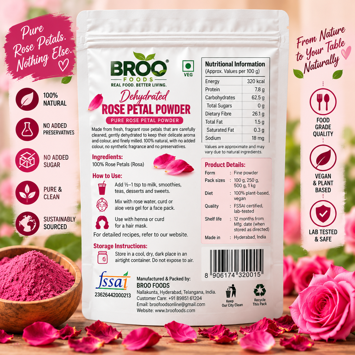 Dehydrated Rose Petal Powder