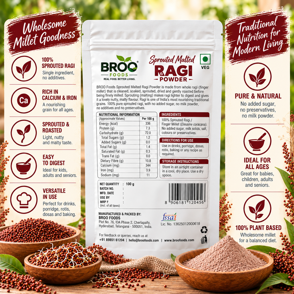 Sprouted Malted Ragi Powder (Finger Millet)