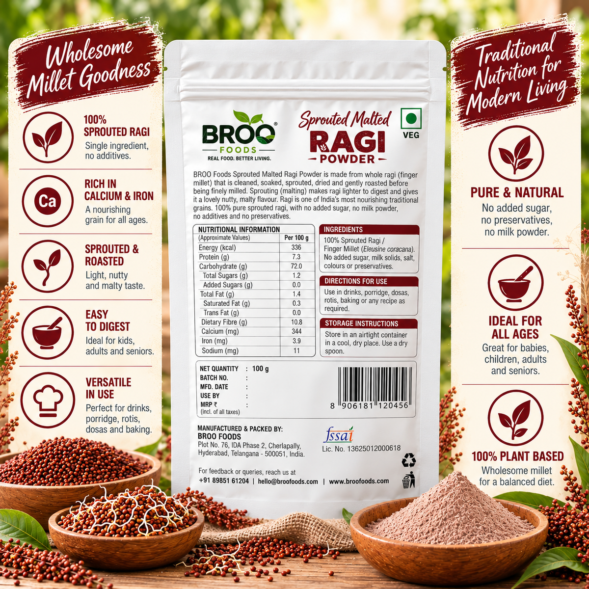 Sprouted Malted Ragi Powder (Finger Millet)