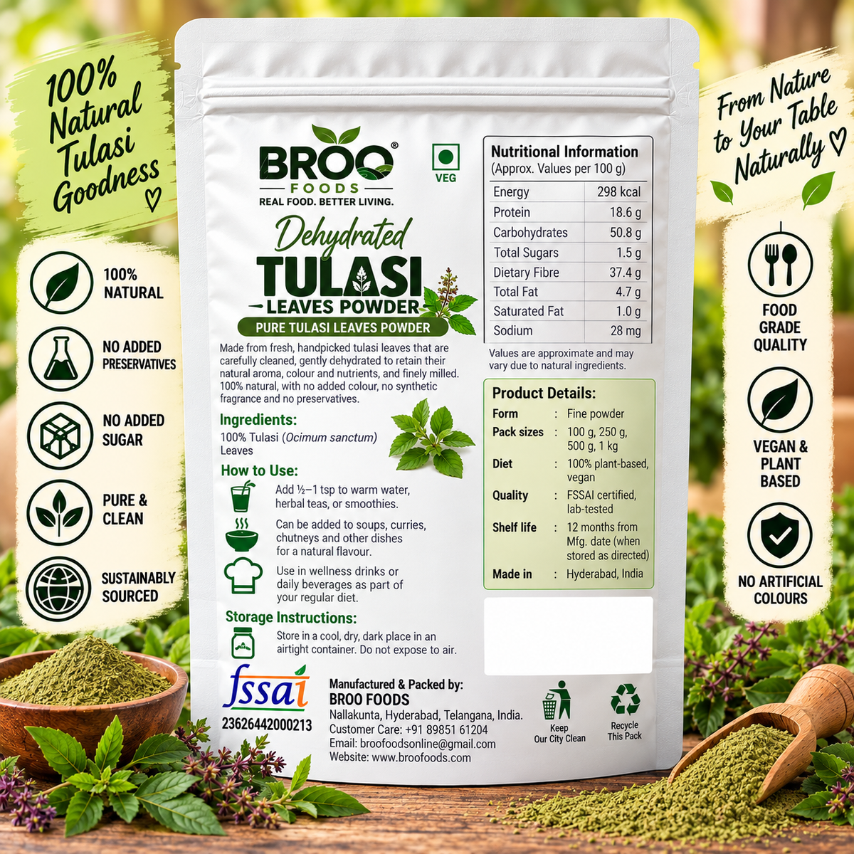 Dehydrated Tulsi Leaves Powder (Holy Basil)